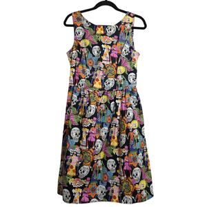 Modcloth Folter Dress A-line Skulls Skeletons Sleeveless Size L